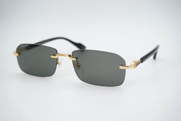Gucci GG 1221S 001 – Óculos de Sol Quadrados em Preto e Dourado