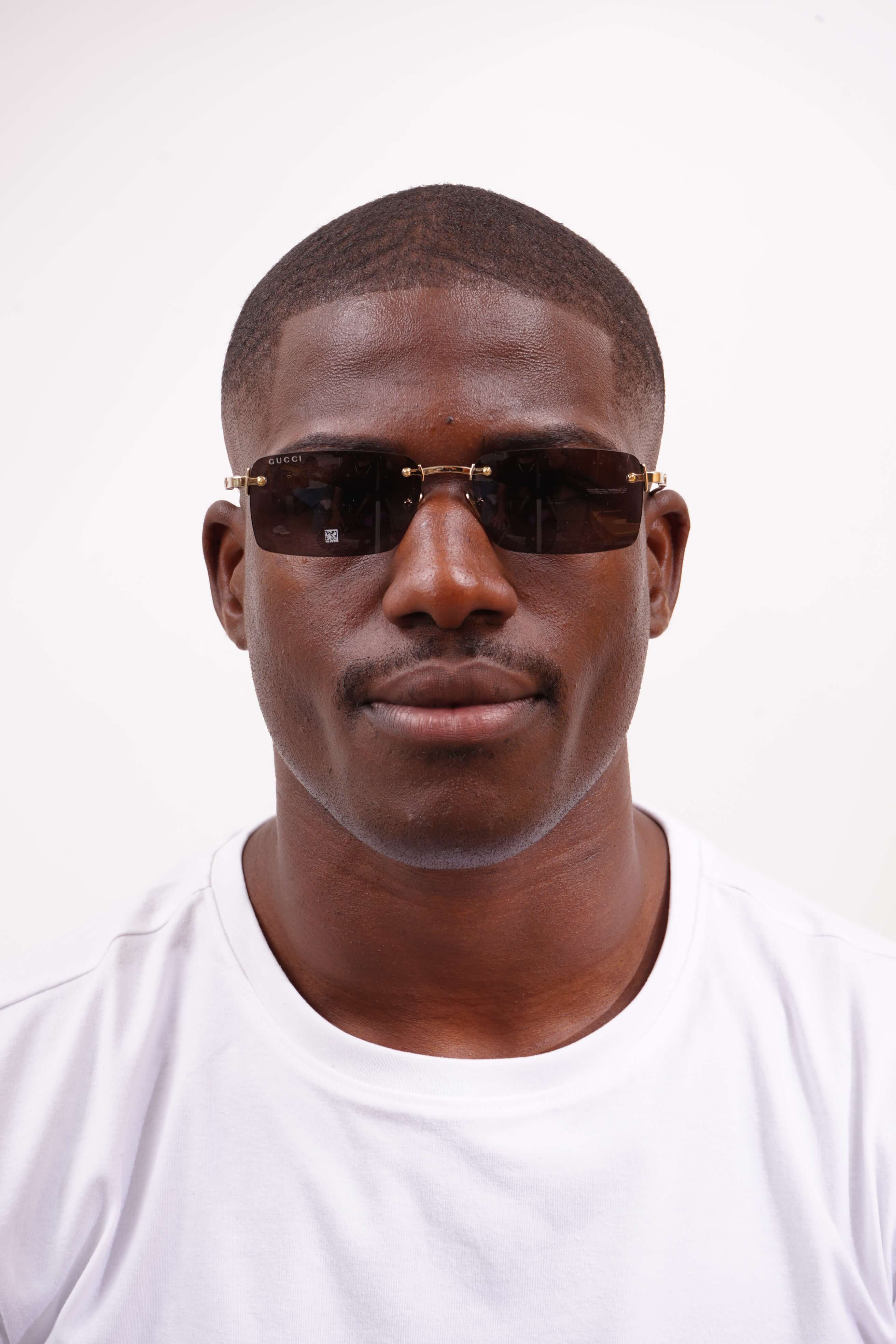 Gucci GG 1941S 001 – Rectangular Sunglasses in Gold and Gray – JP
