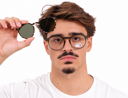 Snob Milano "Dogui Vee" - Matt Dark Green & Tortoise Brown