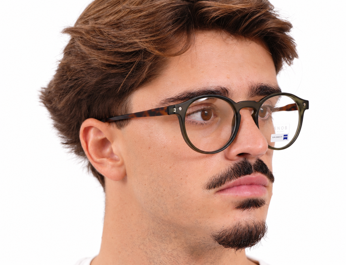 Snob Milano "Dogui Vee" - Matt Dark Green & Tortoise Brown