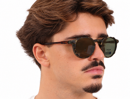 Snob Milano "Dogui Vee" - Matt Dark Green & Tortoise Brown