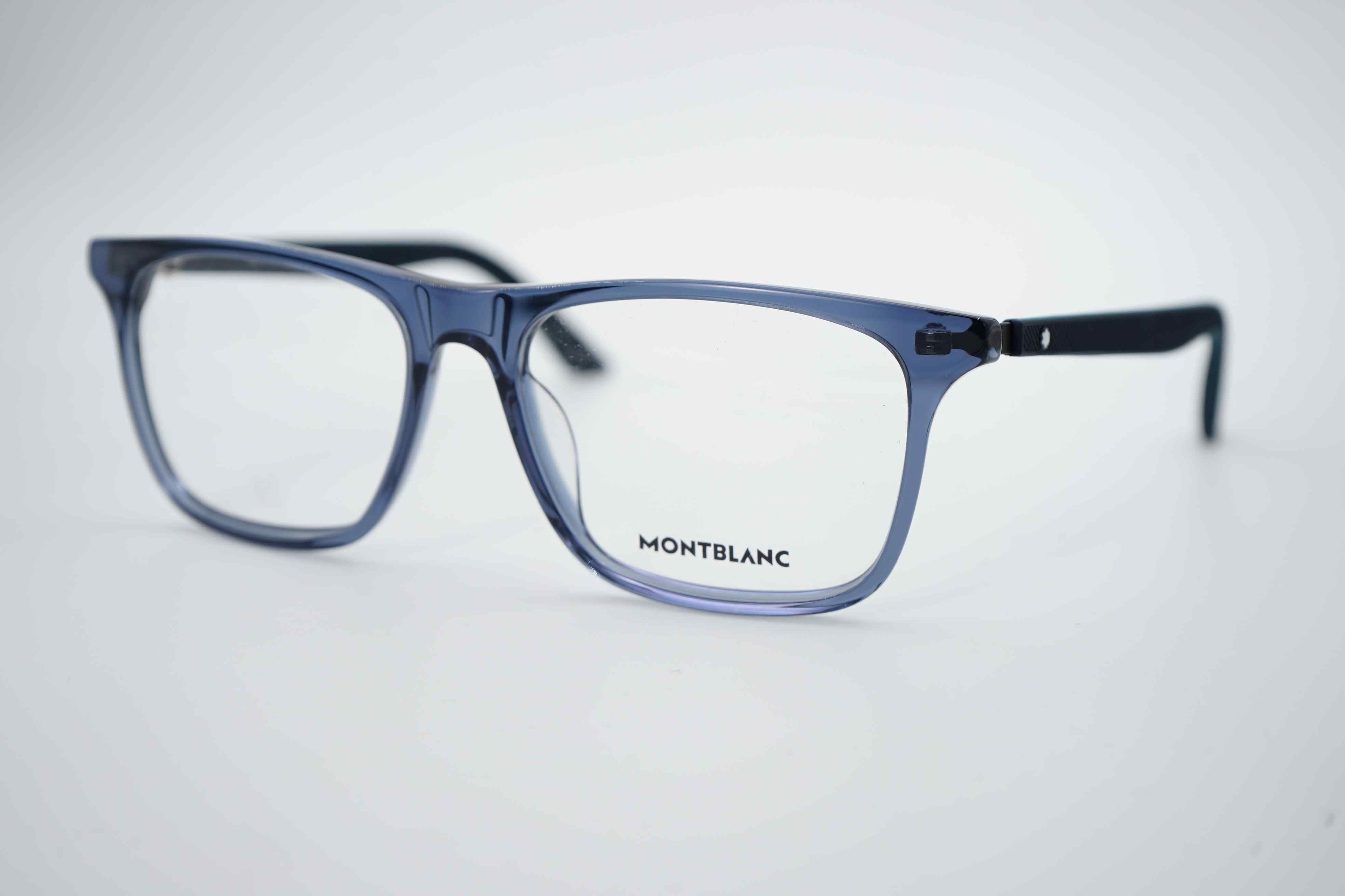 Montblanc 0359O 005 | Translucent Blue Sunglasses with Metal Temples ...