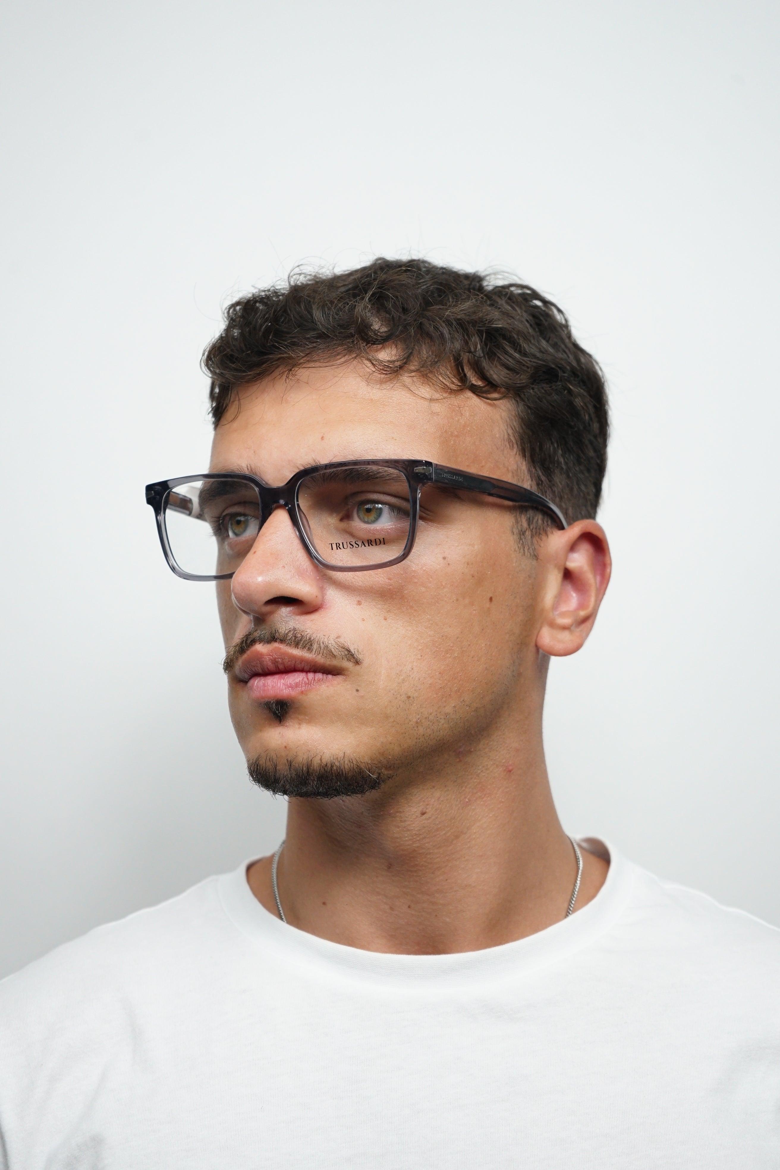 Trussardi TSM 6012 T01 – Square Optical Glasses Grey Transparent